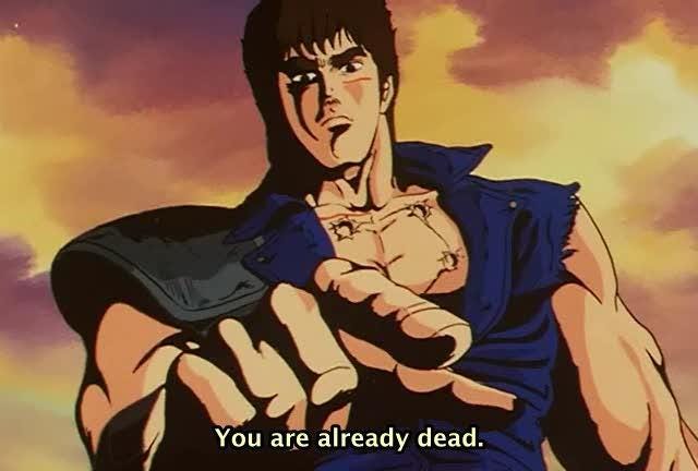 jagi, kenshiro, raoh (hokuto no ken), ryu (street fighter), toki (hokuto no ken), hokuto no ken, hokuto no ken: shinpan no sousousei kengou retsuden, m.u.g.e.n, original, resident evil, soukoku no garou – hokuto no ken rei gaiden, street fighter, the king of fighters, anime screenshot, non-web source, 1boy, 1girl, 2boys, abs, armor, artist name, bandages, bare shoulders, beard, belt, big dipper, black eyes, black hair, blood, blood on face, blue eyes, blush, bracelet, brown eyes, brown hair, character name, clenched hand, closed mouth, cloud, cloudy sky, collarbone, constellation, copyright name, cosplay, dark-skinned male, dark skin, dated, day, dougi, earrings, english text, facial hair, facial mark, fighting stance, fingerless gloves, fingernails, gloves, glowing, grin, hara tetsuo (style), headband, hokuto hyakuretsu ken, hokuto ujou hagan ken, holding, i don't have a single regret in my life, injury, jacket, japanese clothes, jewelry, kenshiro (cosplay), lips, long hair, looking at viewer, male focus, man face, manly, multiple boys, muscular, muscular male, mustache, necklace, open mouth, outdoors, parody, parted lips, pectorals, ponytail, rapid punches, realistic, red eyes, say my name, scar, scar on face, seitei jujiryou, serious, shirt, short hair, shoulder pads, sideburns, signature, simple background, sky, sleeveless, smile, smoke, solo, spiked hair, stubble, style parody, tank top, tattoo, teeth, tongue, topless male, torn clothes, upper body, watermark, weapon, wristband, yellow eyes, you are already dead