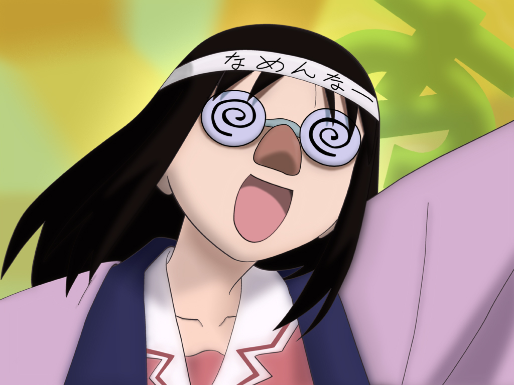 kasuga ayumu, azumanga daiou, derivative work, tagme, vector trace, black hair, glasses, groucho glasses, solo