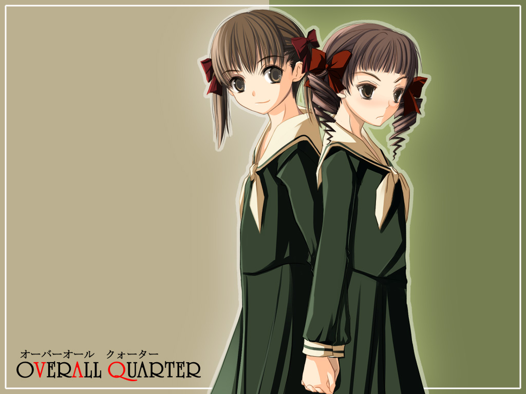 yuuji overall, fukuzawa yumi, matsudaira touko, maria-sama ga miteru, 00s, 2girls, back-to-back, holding hands, interlocked fingers, multiple girls, pleated skirt, school uniform, serafuku, skirt
