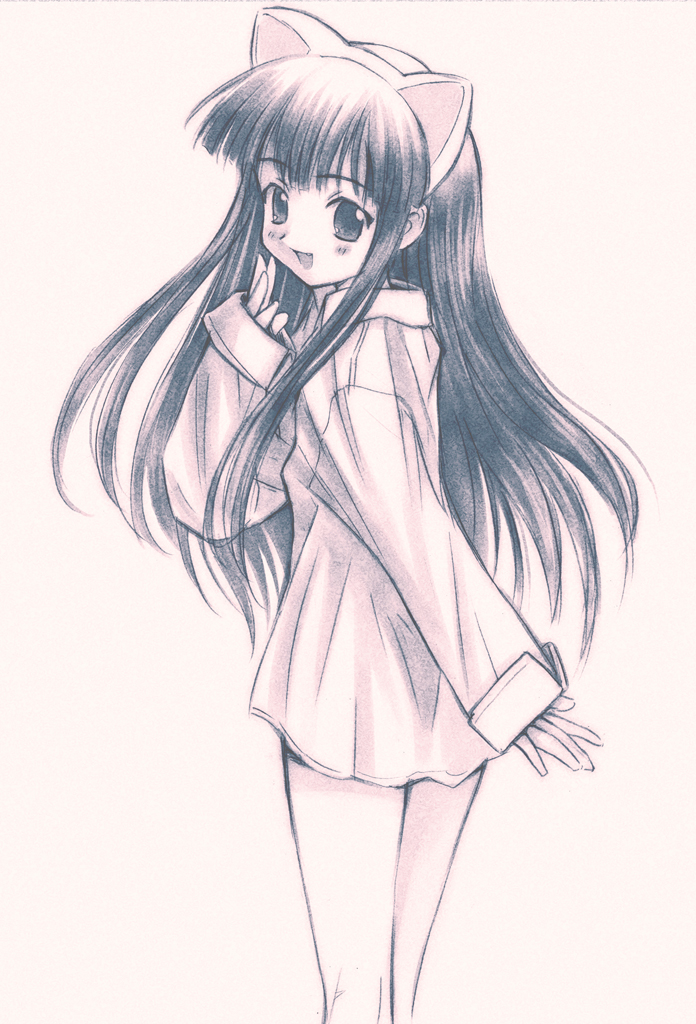 goto p, hazuki (tsukuyomi), tsukuyomi moonphase, 00s, 1girl, animal ears, cat ears, female focus, greyscale, loli, monochrome, pink theme, purple theme, solo, white background