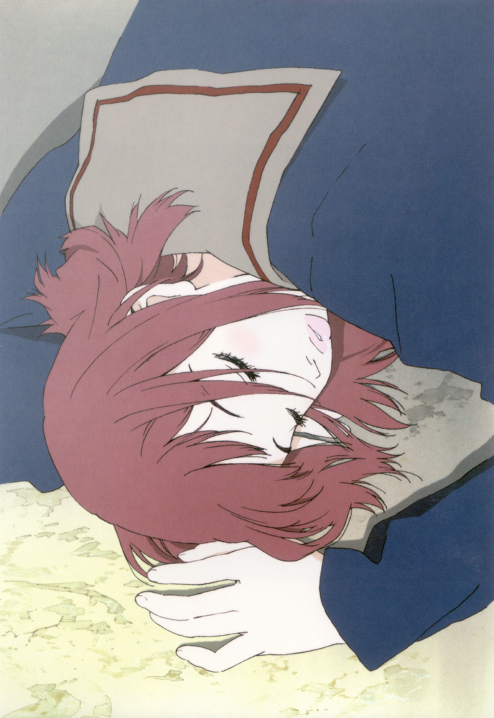 samejima mamimi, flcl, highres, 00s, 1girl, female focus, lips, school uniform, serafuku, sleeping, solo