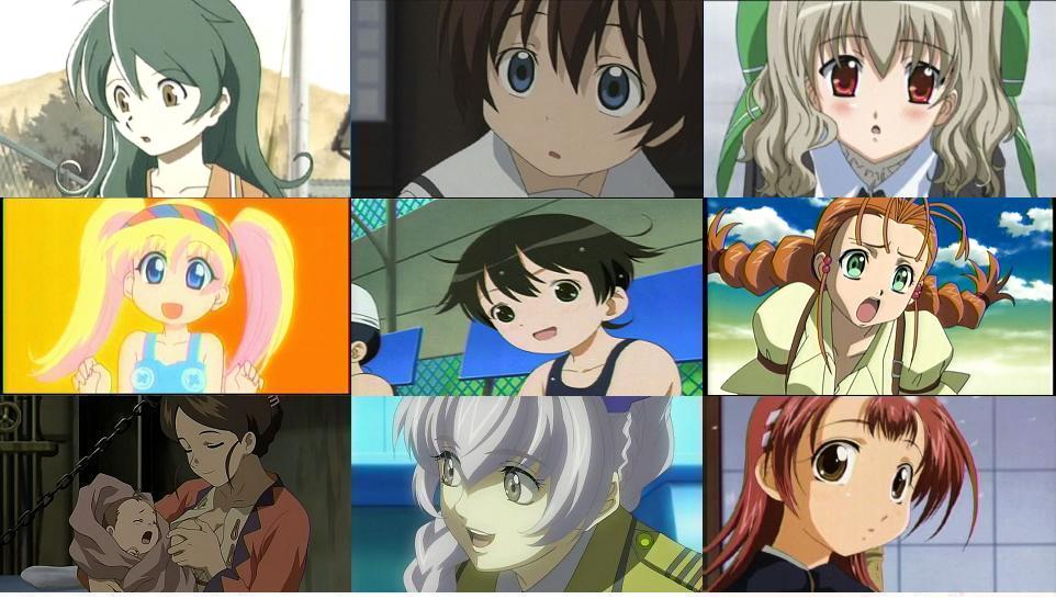 aisia, hitotsubashi yurie, isura, miyama miki, nanbu chitose, petoko, rebecca miyamoto, teletha testarossa, wendy garrett, amaenaideyo!!, da capo, da capo i, full metal panic!, gunxsword, kamichu!, pani poni dash!, petopetosan, tide-line blue, zettai shounen, silver hair, anime screenshot, 00s, 6+girls, baby, black eyes, black hair, blonde hair, blue eyes, blush, braid, breasts, brown eyes, child, closed eyes, collage, comparison, grabbing another's breast, grabbing own breast, green eyes, green hair, grey eyes, groping, hairband, long hair, multiple girls, open mouth, red eyes, red hair, school swimsuit, short hair, smile, swimsuit, twin braids, twintails, wet