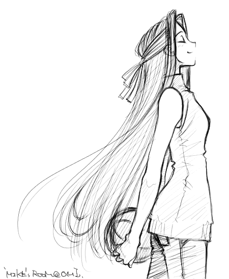 mike156, hosokawa kanako, maria-sama ga miteru, 00s, 1girl, ball, basketball, basketball (object), closed eyes, female focus, greyscale, half updo, long hair, monochrome, sleeveless, smile, solo, very long hair
