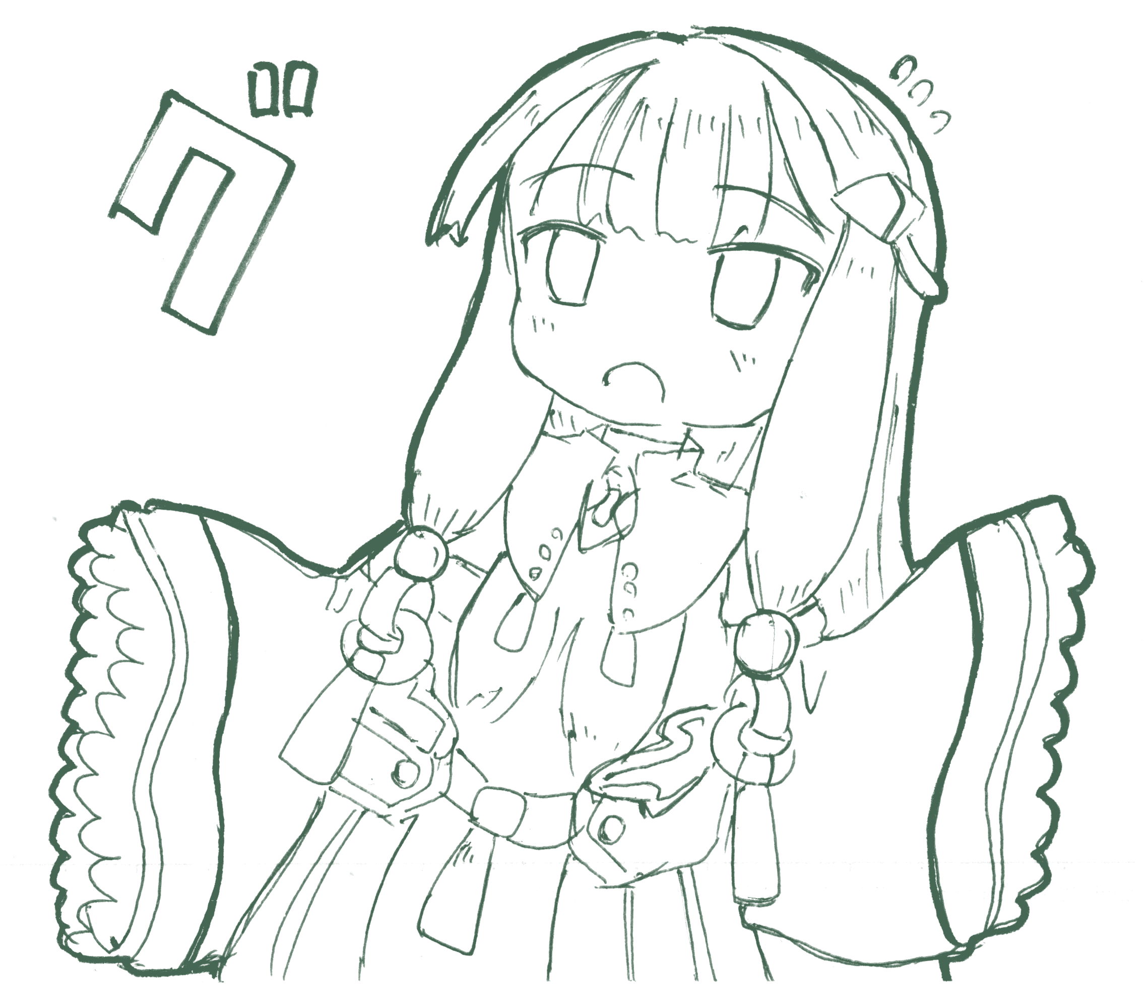shaman of the mirror (grimms notes), grimms notes, 1girl, long hair, misp, monochrome, open mouth, solo