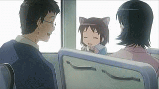 loveless, animated, animated gif, anime screenshot, lowres, 00s, 1boy, 2girls, animal ears, cat ears, multiple girls