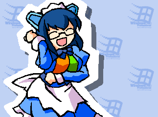 2k-tan, microsoft windows, os-tan, popotan, windows 2000, windows classic, animated, animated gif, lowres, 00s, dancing, glasses, icchae popotan, solo