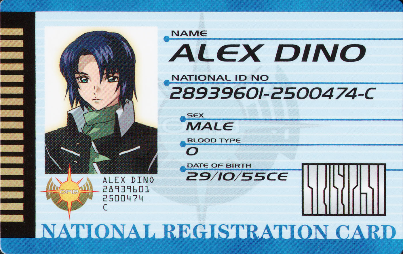 athrun zala, gundam, gundam seed, gundam seed destiny, official art, scan, 00s, 1boy, athrun, character name, english text, id card, male focus, solo, upper body