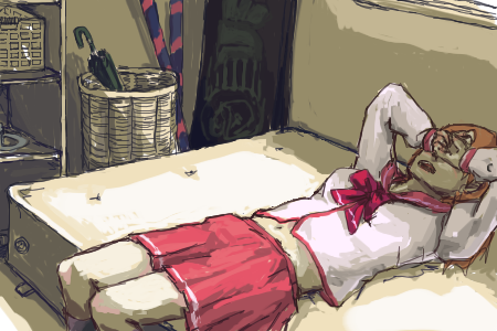 to heart (series), to heart 2, lowres, 1girl, covering own eyes, female focus, oekaki, pleated skirt, school uniform, serafuku, skirt, solo