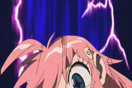 imaishi hiroyuki, nono (top wo nerae 2!), top wo nerae! (series), top wo nerae 2!, animated, animated gif, anime screenshot, lowres, 00s, 1girl, barefoot, breasts, female focus, flying kick, inazuma kick, kicking, lightning, medium breasts, solo, topless female