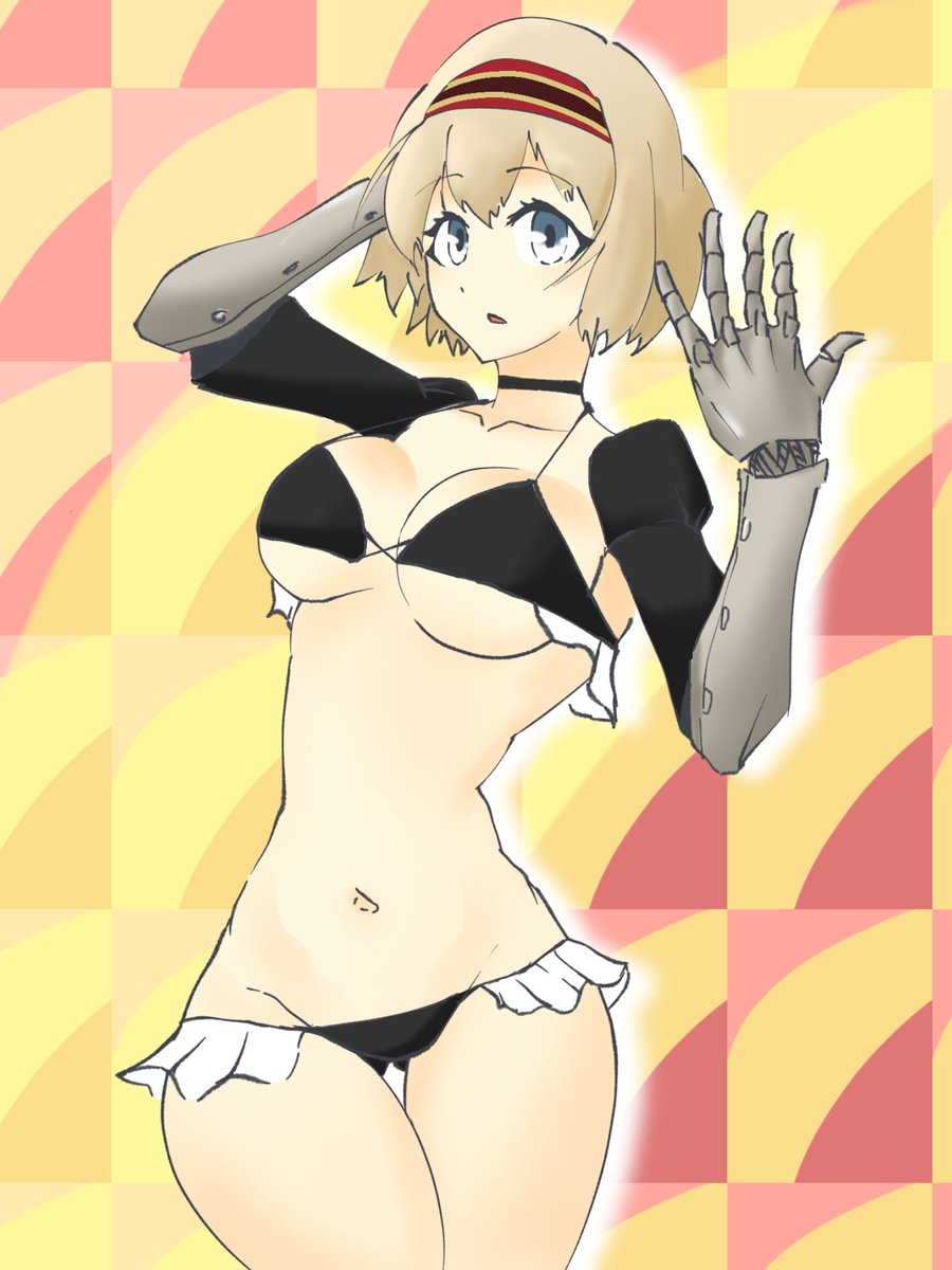 ilsa (grimms notes), grimms notes, 1girl, alternate costume, bikini, blonde hair, breasts, maid bikini, solo, unconventional maid, yuichi illust