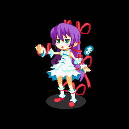 ryuuta, ryuuta (msxtr), al azif (demonbane), demonbane, animated, animated gif, lowres, 00s, black background, full body, long hair, simple background, solo, standing, very long hair
