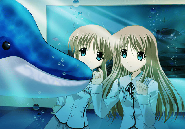 shirogane sara, shirogane souju, futakoi, 00s, 2girls, fish, multiple girls, siblings, sisters, twins, underwater