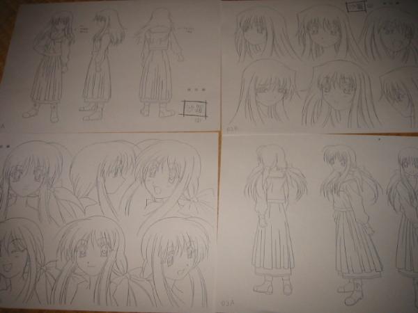 shirogane sara, shirogane souju, futakoi, traditional media, 00s, 2girls, monochrome, multiple girls, multiple views, reference sheet, siblings, sisters, sketch, turnaround, twins
