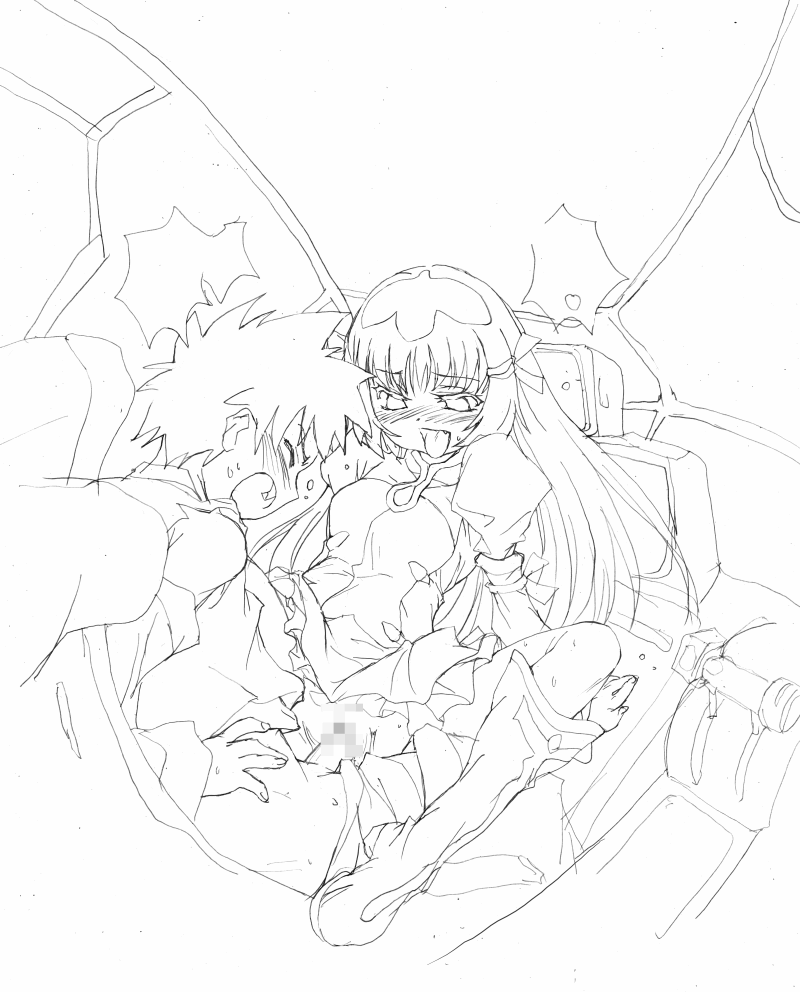 re mii, ruuji familon, zoids, zoids genesis, 00s, 1boy, 1girl, blush, boots, censored, closed eyes, clothed sex, cockpit, cowgirl position, girl on top, greyscale, hair ribbon, hetero, long hair, monochrome, mosaic censoring, open mouth, penis, ribbon, sex, shota, straddling, sweat, tongue, tongue out, vaginal