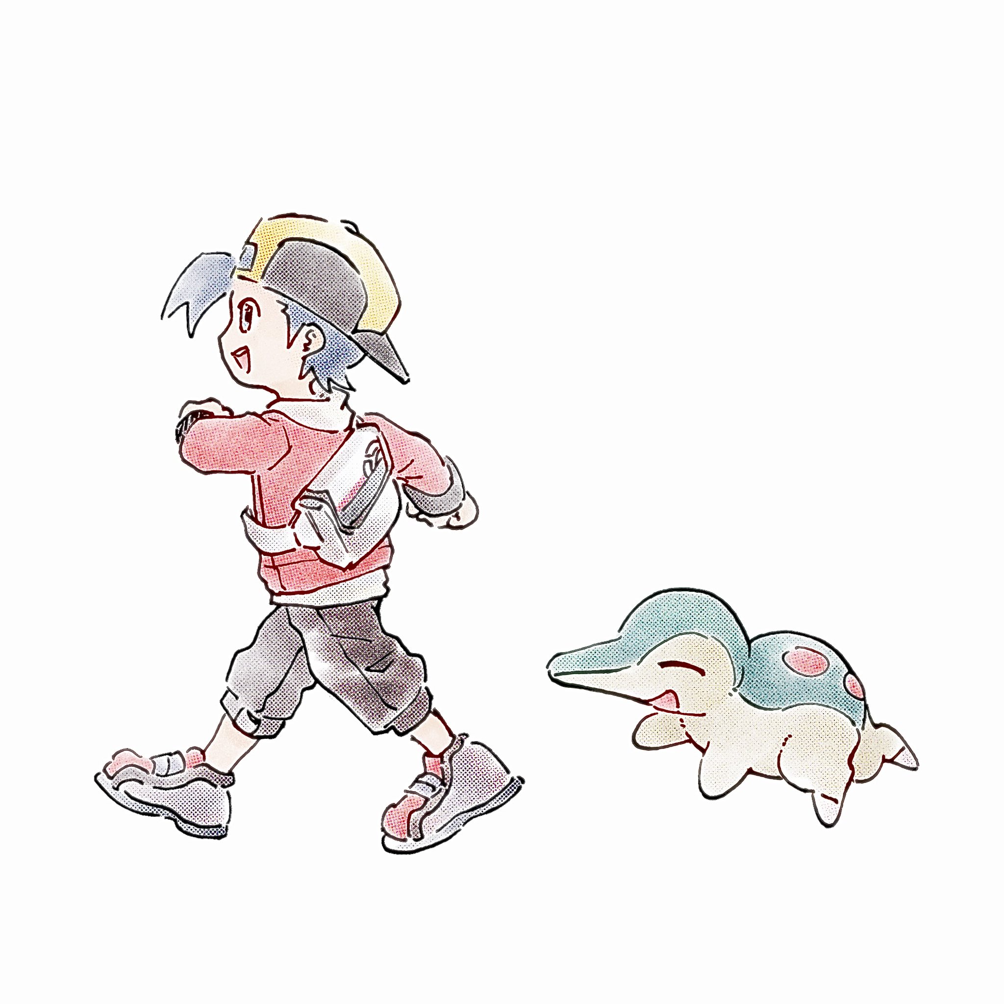 tan carbonnn, cyndaquil, ethan (pokemon), nintendo, pokemon, pokemon hgss, highres, 1boy, backwards hat, baseball cap, black hair, black pants, closed eyes, gen 2 pokemon, grey bag, hat, jacket, long sleeves, open mouth, pants, pokemon (creature), red jacket, shoes, short hair, simple background, smile, white background