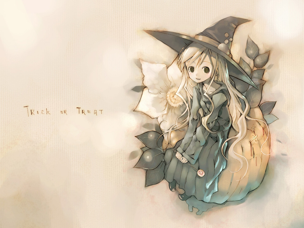 kei (keigarou), toudou shimako, maria-sama ga miteru, 00s, 1girl, female focus, flower, halloween, hat, looking at viewer, open mouth, pumpkin, robe, solo, trick or treat, wand, witch hat