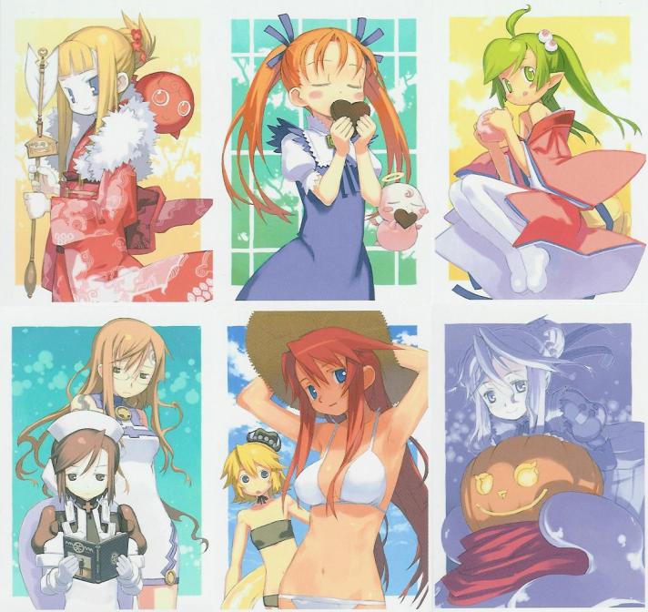 kuroboshi kouhaku, aliese martini, ardylia, aty (summon night), belfraw martini, cunnon, falier, marurur, sonolar, summon night, summon night 3, 6+girls, ahoge, armpits, arms up, arrow (projectile), bandeau, bikini, blonde hair, blue eyes, blush, book, boots, brown eyes, brown hair, chocolate, closed eyes, double bun, dress, flat chest, folded ponytail, glasses, gloves, green eyes, green hair, hair bun, hair up, halo, hat, heart, innertube, japanese clothes, kimono, lantern, long hair, lowleg, lowleg bikini, multiple girls, orange hair, pumpkin, red hair, short dress, short hair, smile, strapless, straw hat, string bikini, swim ring, swimsuit, thigh boots, thighhighs, tube top, twintails, white bikini