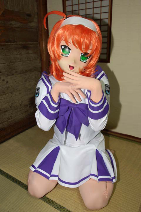 suzumiya akane, kimi ga nozomu eien, cosplay photo, photo (medium), animegao, asian, cosplay, kigurumi, kimoi, pleated skirt, school uniform, serafuku, skirt, solo, zentai