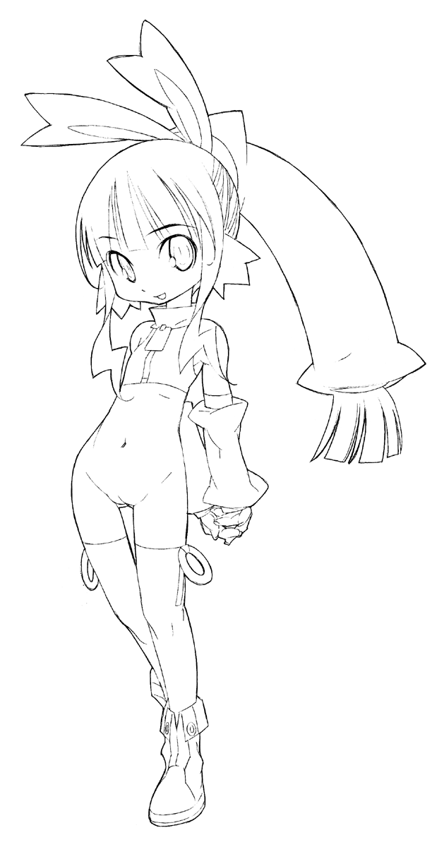 himukai yuuji, original, highres, 1girl, animal ears, ankle boots, boots, bottomless, cleft of venus, female focus, greyscale, loli, monochrome, navel, no panties, pussy, rabbit ears, solo, standing, thigh gap, thighhighs