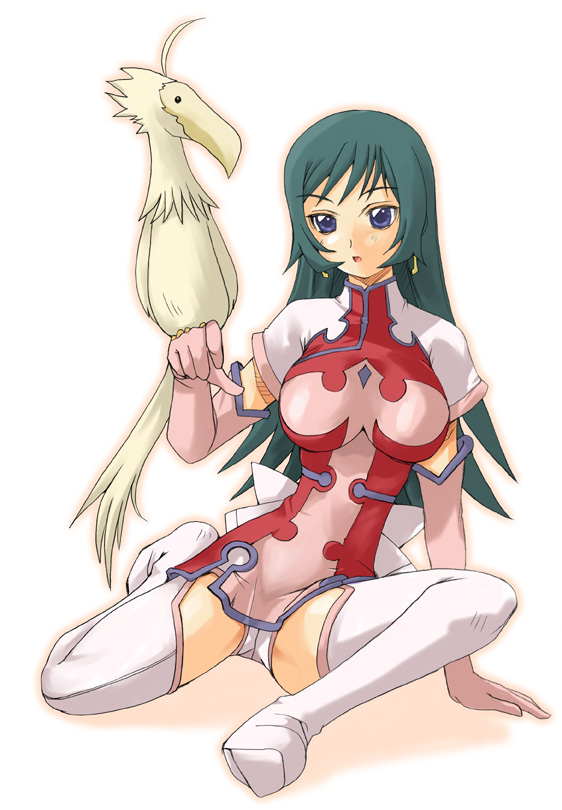 kagawa tomonobu, kotona elegance, zoids, zoids genesis, md5 mismatch, 00s, 1girl, aqua hair, bird, bird on hand, blue eyes, boots, breasts, dress, elbow gloves, female focus, gloves, holding, impossible clothes, impossible shirt, large breasts, long hair, open mouth, panties, pantyshot, pink gloves, shirt, short dress, simple background, sitting, solo, thigh boots, thighhighs, turtleneck, underwear, white background, white boots, white thighhighs, zettai ryouiki
