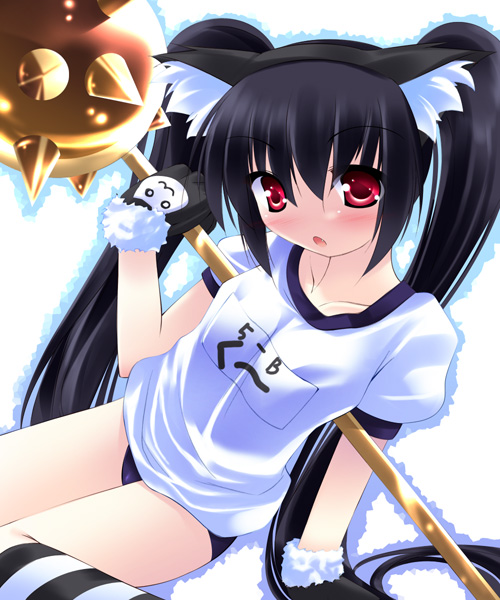 inuneko, kooh (pangya), pangya, striped, animal ears, buruma, cat ears, fake animal ears, gloves, gym uniform, twintails