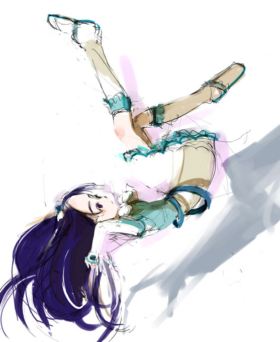 cure white, yukishiro honoka, futari wa precure, precure, 00s, 1girl, boots, elbow gloves, female focus, gloves, knee boots, long hair, magical girl, purple hair, solo, white background, white boots
