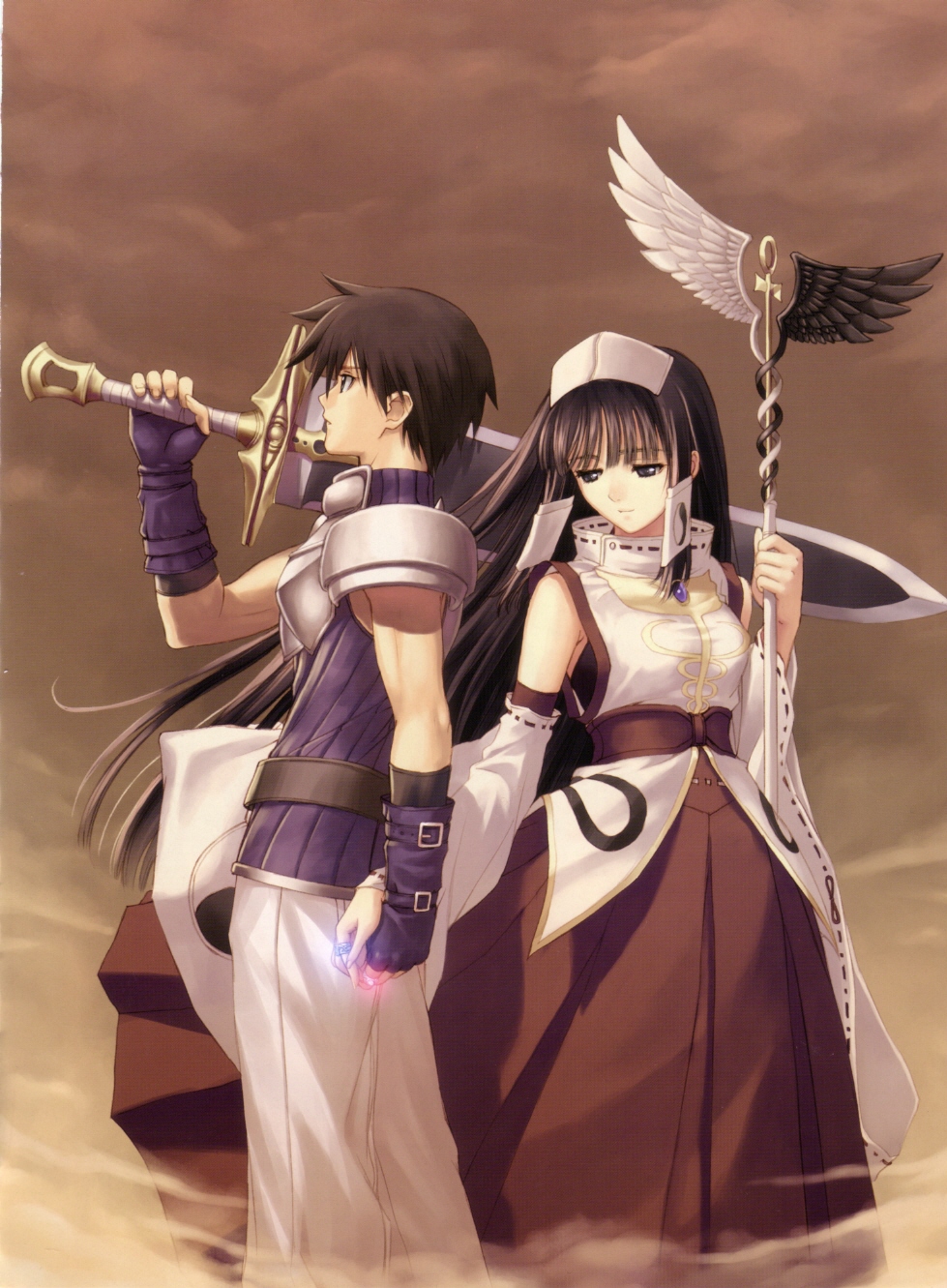tony taka, xion, ryuna, sega, shining (series), shining tears, highres, tagme, 1boy, 1girl