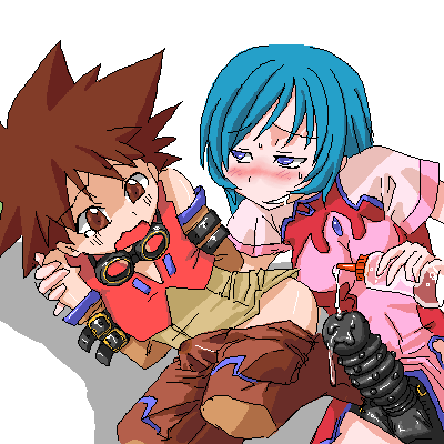 kotona elegance, ruuji familon, zoids, zoids genesis, hand on shoulder, artist request, lowres, 00s, 1boy, 1girl, age difference, anal, arms behind back, ass, bdsm, blue eyes, blue hair, blush, bondage, bound, bound arms, breasts, brown eyes, brown hair, bulge, clothes pull, dildo, dripping, drooling, erection, erection under clothes, femdom, goggles, goggles around neck, hetero, large breasts, long hair, lube, male penetrated, matching hair/eyes, medium breasts, nodules, oekaki, pants, pants pull, pegging, penis, rape, restrained, saliva, sex toy, short hair, shota, simple background, spiked hair, strap-on, tears, teenage girl and younger boy, torture, undressing, white background, you gonna get raped
