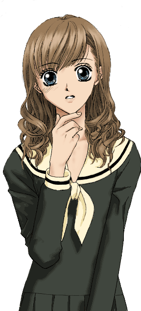 toudou shimako, maria-sama ga miteru, animated, animated gif, 00s, 1girl, blinking, blue eyes, brown hair, female focus, long hair, long sleeves, school uniform, serafuku, simple background, solo, white background
