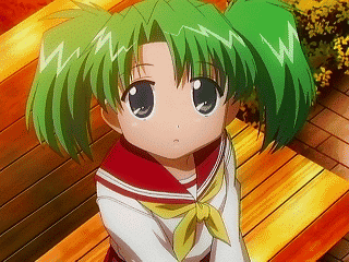 kurosaki asami, mahoraba, animated, animated gif, anime screenshot, lowres, 00s, 1girl, ^ ^, closed eyes, female focus, green hair, long sleeves, qvga, school uniform, solo, twintails