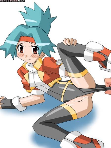 copo (copo deluxe), solana (pokemon), nintendo, pokemon, pokemon ranger (series), 00s, 1girl, female focus, shoes, sneakers, solo, spandex