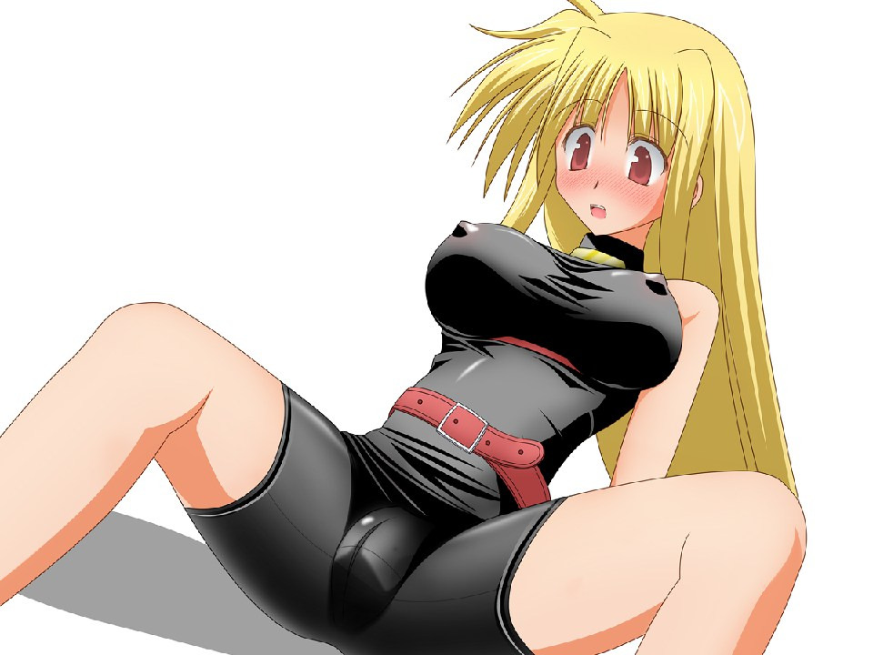 fate testarossa, lyrical nanoha, mahou shoujo lyrical nanoha, 00s, blonde hair, breasts, cameltoe, covered erect nipples, large breasts, spandex