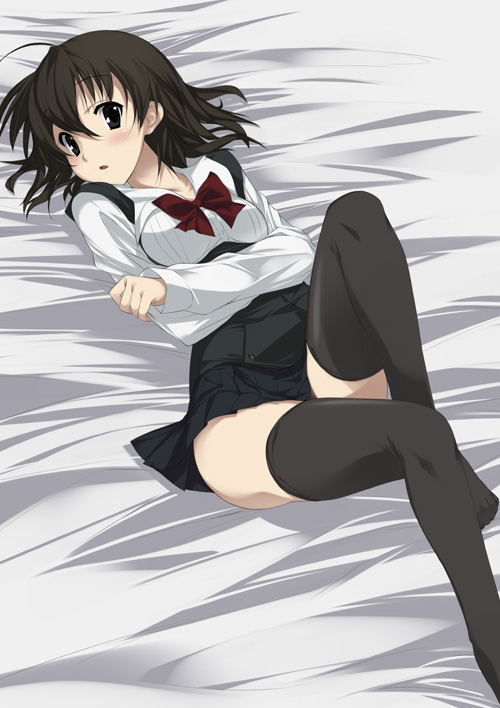 mizuki makoto, saionji sekai, school days, 00s, 1girl, female focus, school uniform, serafuku, solo, thighhighs, zettai ryouiki