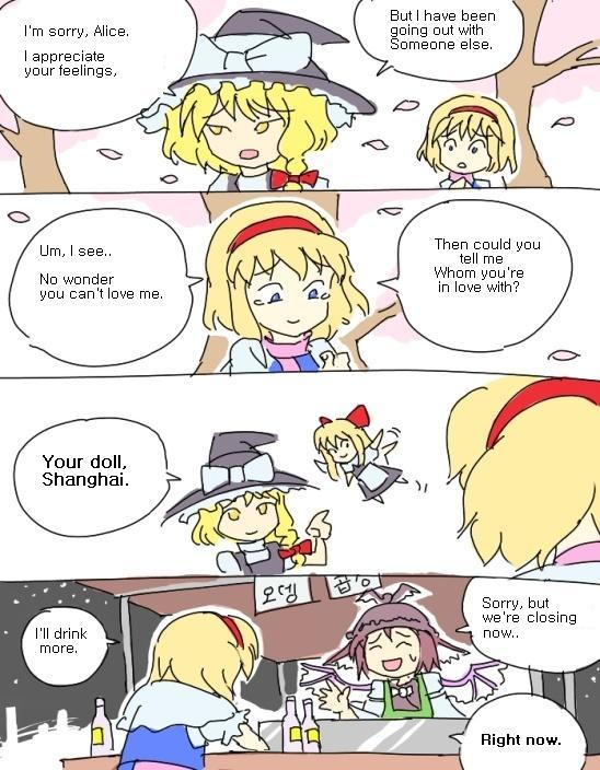 alice margatroid, kirisame marisa, mystia lorelei, shanghai doll, touhou, 3girls, female focus, multiple girls, nature, outdoors, plant, sky, witch