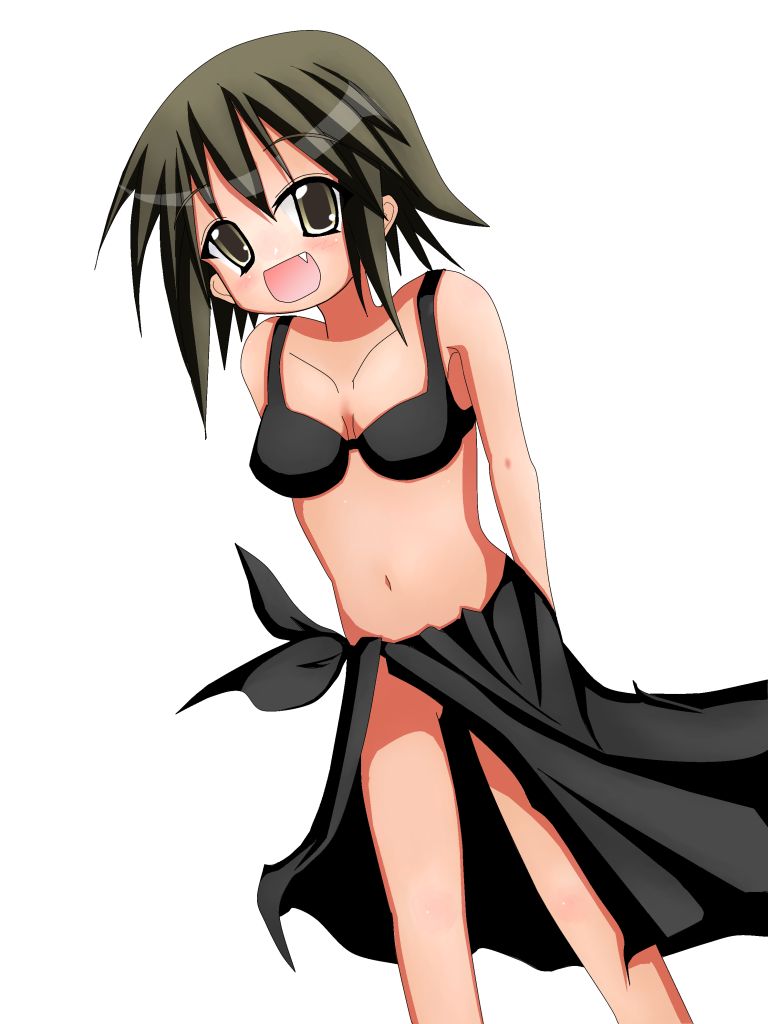 kusakabe misao, lucky star, 00s, brown eyes, brown hair, swimsuit