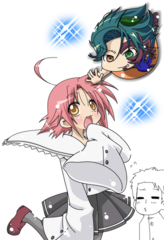 yukian, jeremiah gottwald, kogami akira, shiraishi minoru, code geass, lucky star, 00s, crossover, lucky channel