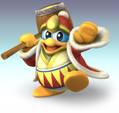king dedede, kirby (series), nintendo, super smash bros., lowres, official art, tagme, 1boy, hammer, male focus, solo
