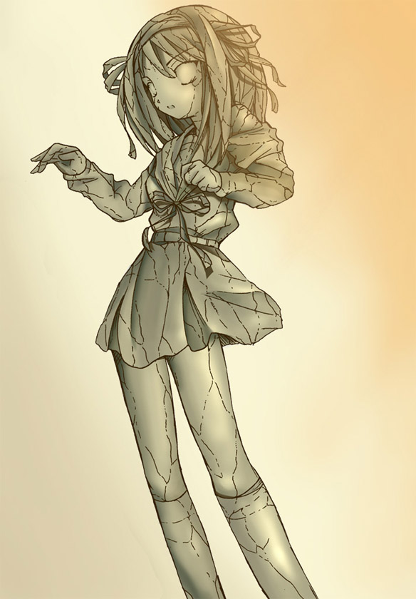suzumiya haruhi, suzumiya haruhi no yuuutsu, 00s, asfr, statue, what
