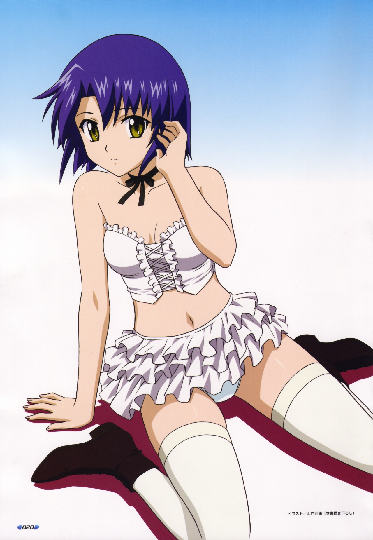kikuhara karin, stratos 4, highres, 00s, panties, ribbon, underwear