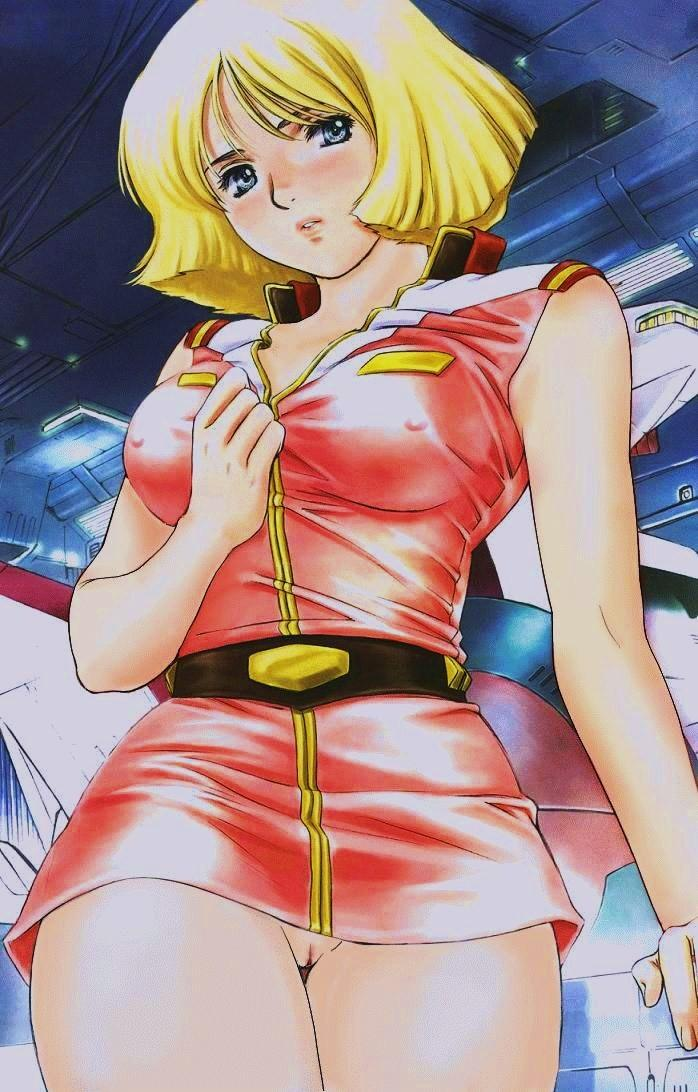 sayla mass, gundam, third-party edit, 1girl, breasts, covered erect nipples, dress, female focus, no panties, pussy, solo, uncensored