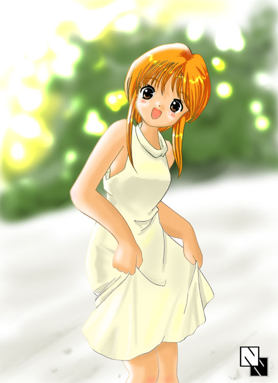 elpeo puru, gundam, gundam zz, 1girl, dress, female focus, orange hair, short hair, solo