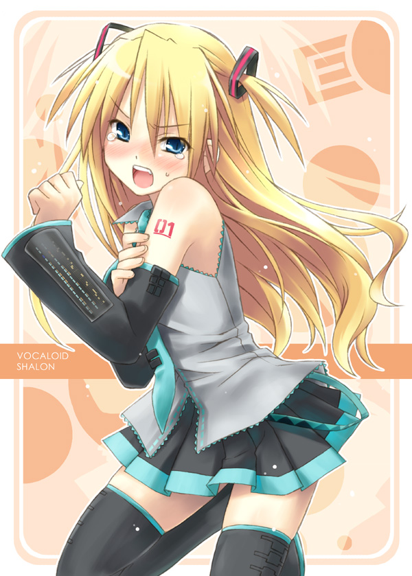 eretto, hatsune miku, shalon, quiz magic academy, vocaloid, cosplay, hatsune miku (cosplay), solo, thighhighs, zettai ryouiki