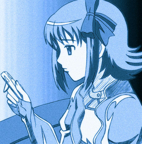 amami haruka, idolmaster, idolmaster xenoglossia, lowres, 00s, 1girl, blue theme, female focus, monochrome, short hair, solo, swimsuit