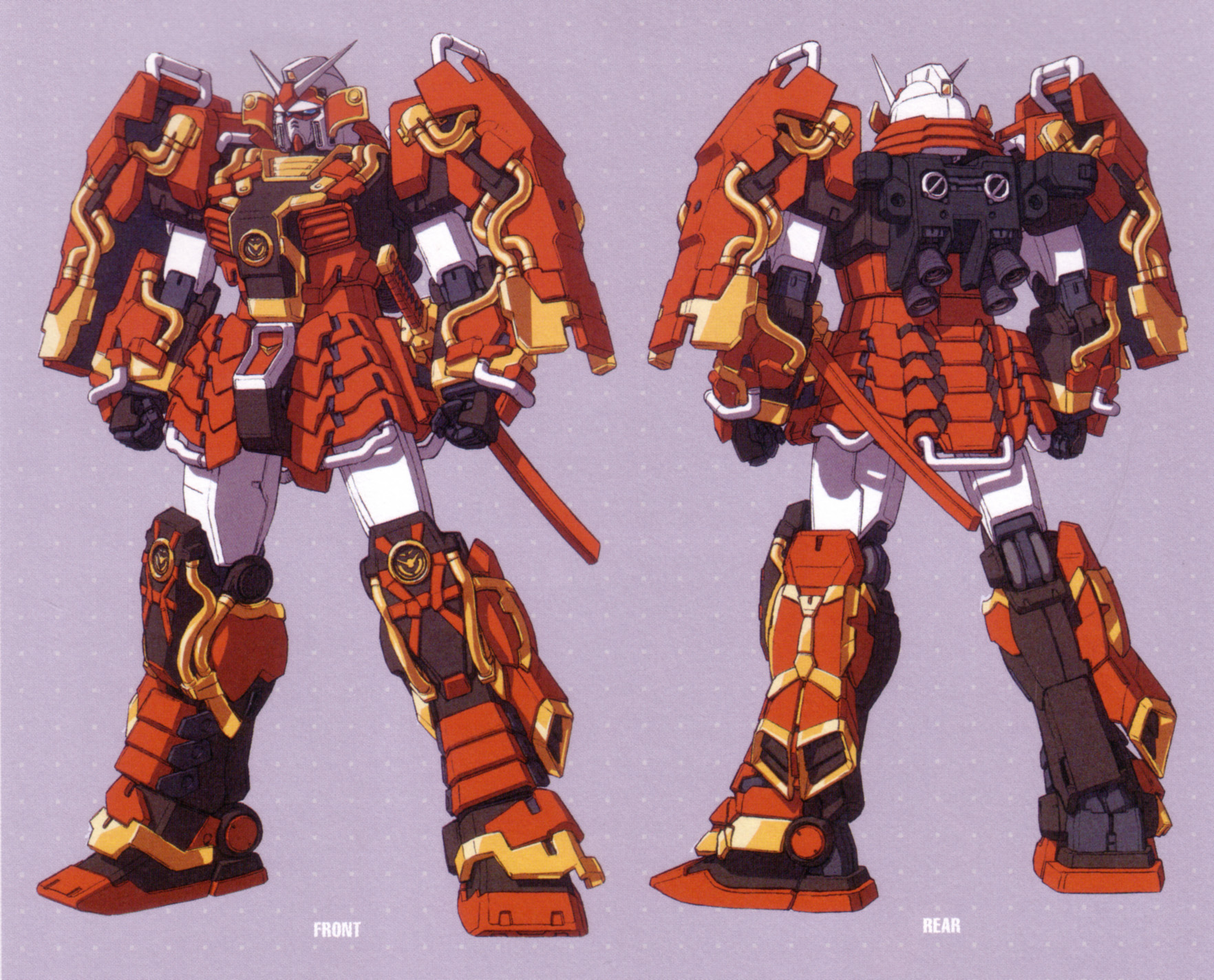 katoki hajime, musha gundam, gundam, gundam musou, sd gundam, sd sengokuden, highres, armor, mecha, robot, samurai, sword, weapon