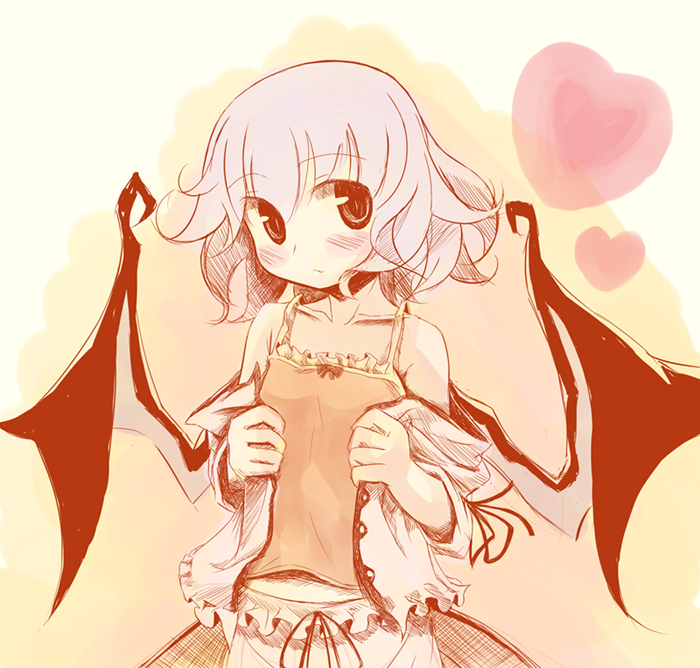 takahero, remilia scarlet, touhou, 1girl, casual, female focus, skirt, solo, wings