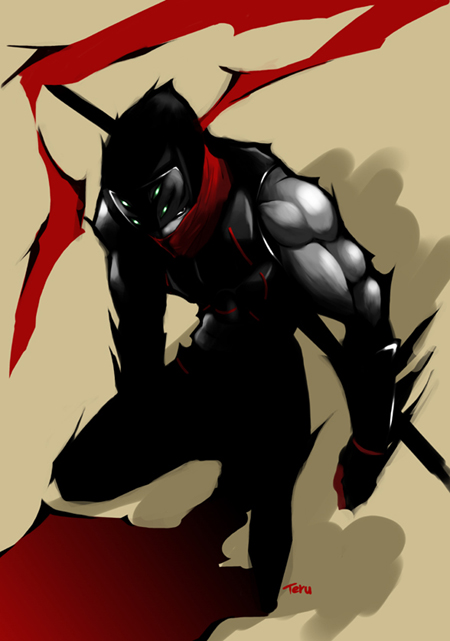 imaizumi teruhiko, hotsuma, sega, shinobi (game), shinobi (ps2), shinobi (video game), 1boy, male focus, ninja, scarf, solo, sword, weapon