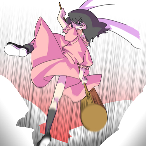 gengorou, inaba tewi, touhou, lowres, 1girl, animal ears, dress, female focus, gradient background, hammer, rabbit ears, shoes, socks, solo