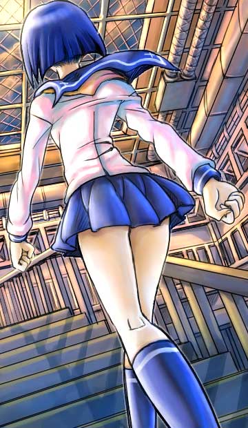mitsurou, tsumura tokiko, busou renkin, tagme, 00s, blue hair, school uniform, serafuku