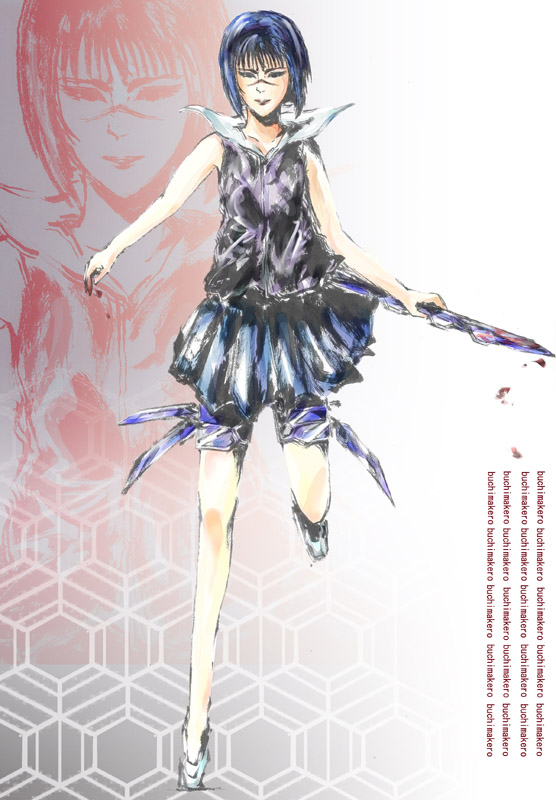 tsumura tokiko, busou renkin, 00s, blue hair, scar, valkyrie skirt