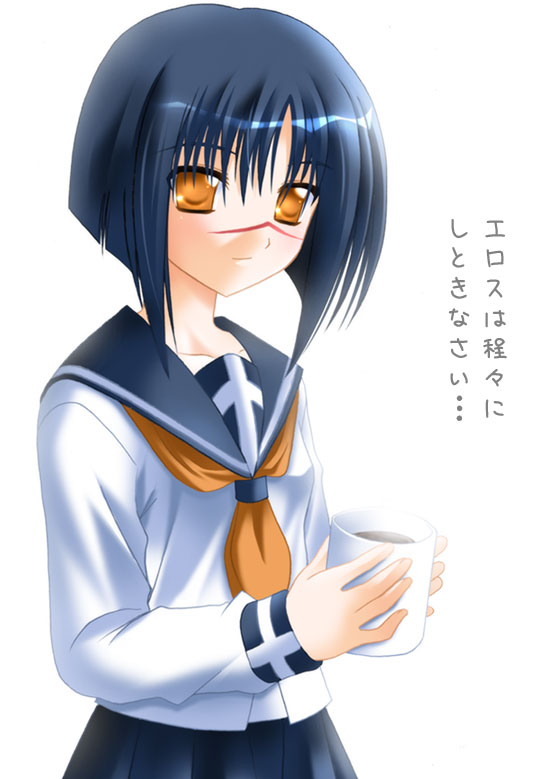 tsumura tokiko, busou renkin, 00s, blue hair, scar, school uniform, serafuku, yellow eyes